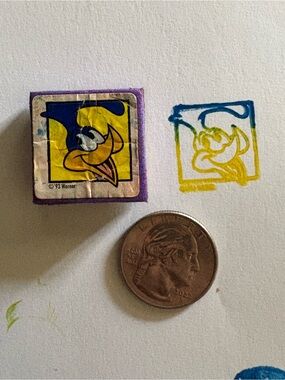 Vintage 1993 Warner Bros Road Runner Mini Rubber Stamp Craft Scrapbooking